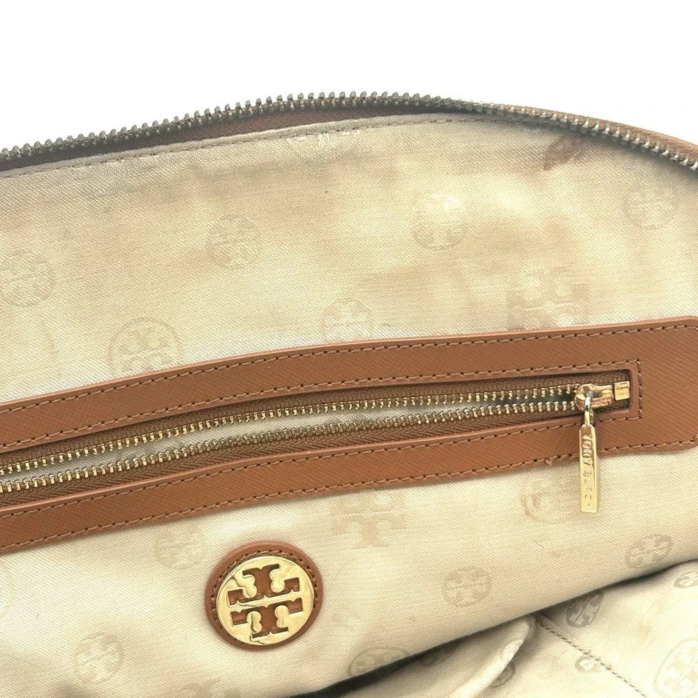 Tory Burch Women's Robinson Dome Satchel Tan Saffiano Leather Handbag